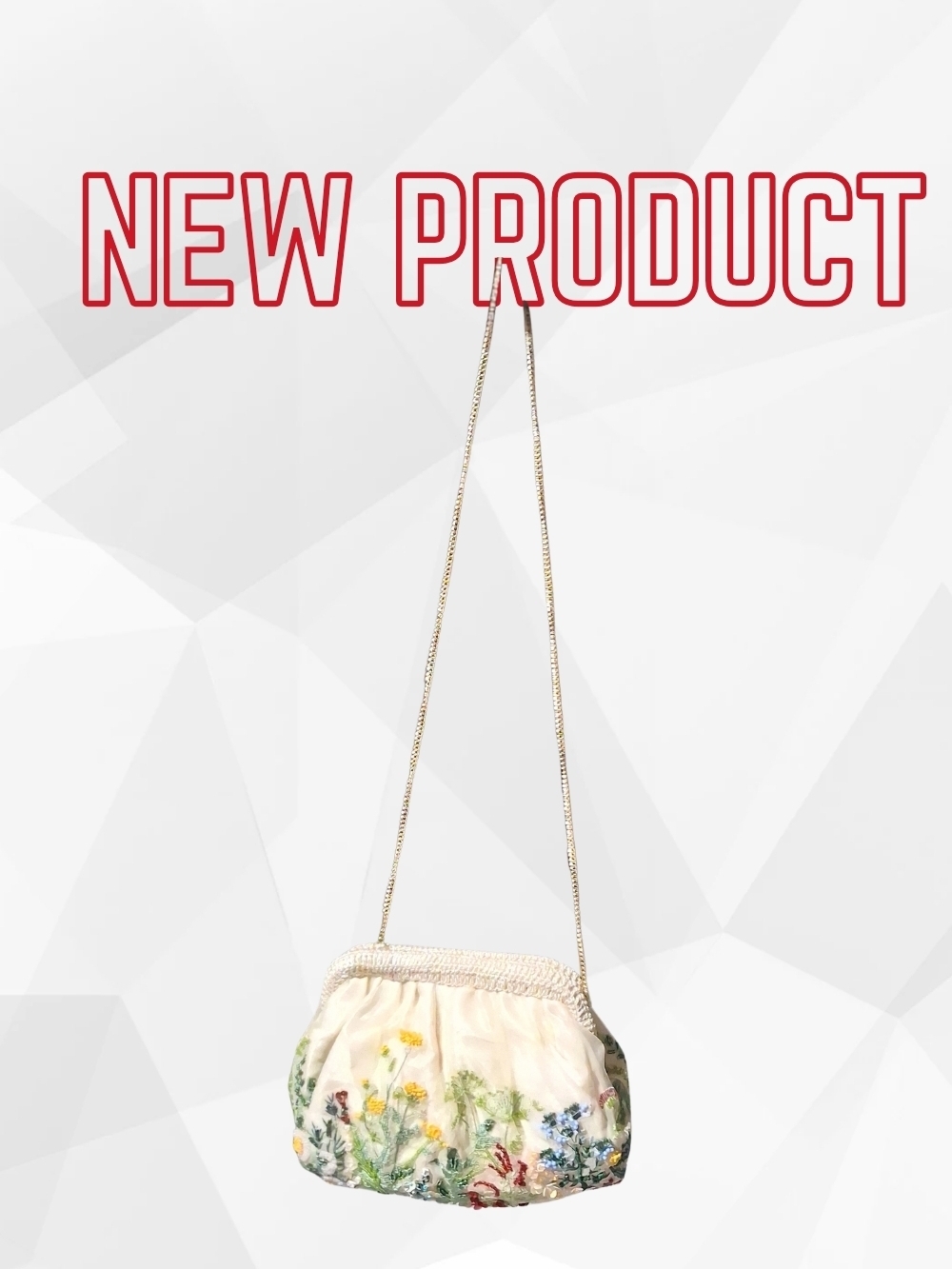 Embroidered Floral Cream Shoulder Bag